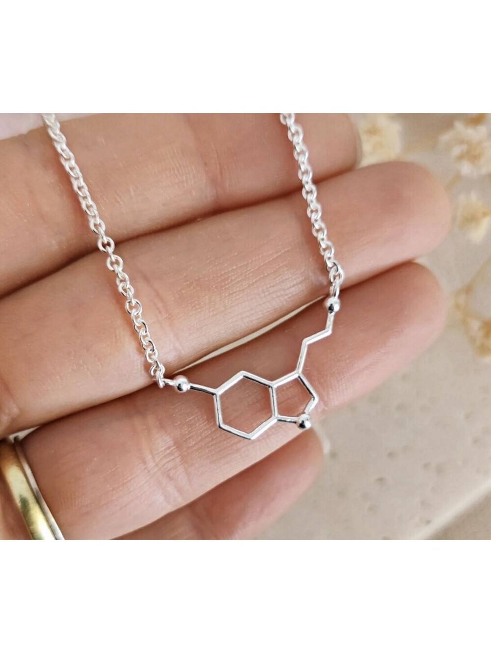 925 Italy Serotonin Molecule Necklace Salvatore Sterling Silver Signed